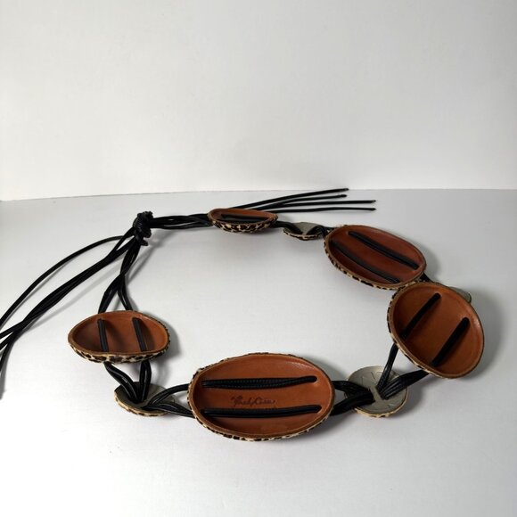 Vintage Fred Coen Cowhide Leopard Print Wrap Belt Leather String Tie Handcrafted main image 5